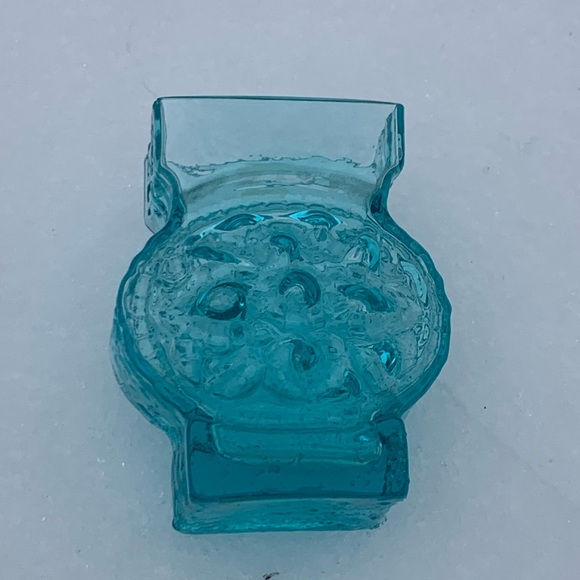 Sea Glasbruk Kosta Sweden Blue Texturized Blue Teal Wavy Art Glass Vase MCM - Picture 10 of 10